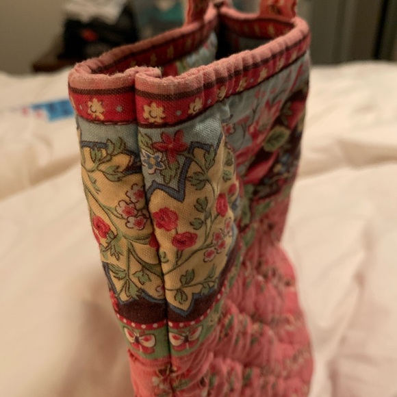 VERA BRADLEY Classic Tote Pink Pansy Retired - Picture 4 of 10